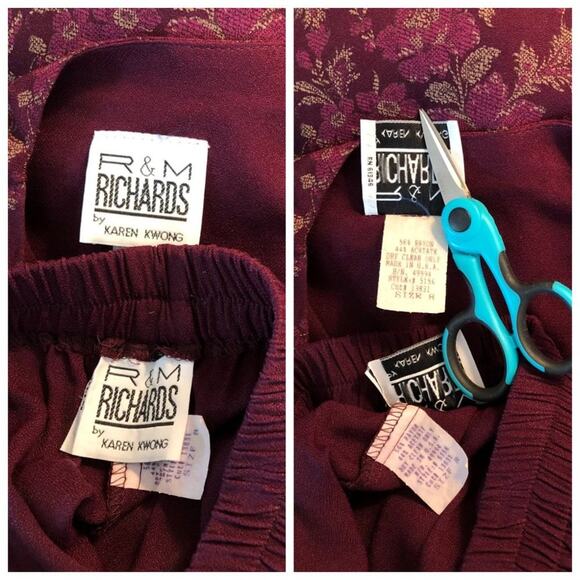 R&M Richards Career Pant Suit V Neck Lagenlook Floral Vintage Size 8 - Picture 4 of 8